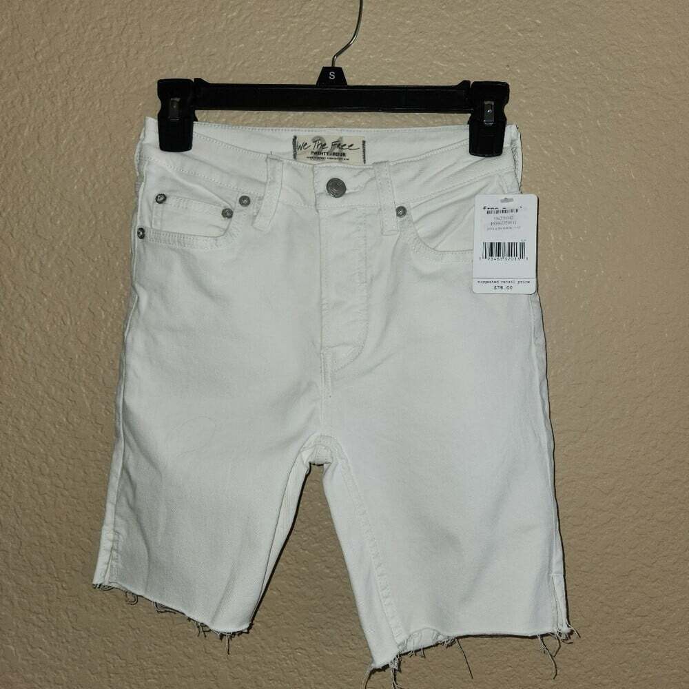 We The Free Free People Womens White Denim Shorts Size 24 NWT